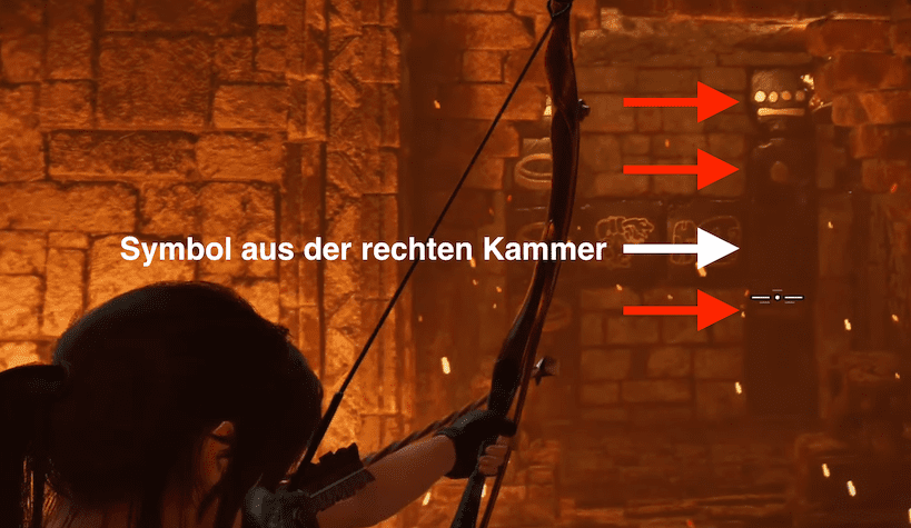 Linke Kammer mit dem fehlenden vierten Symbol für die rechte Säule