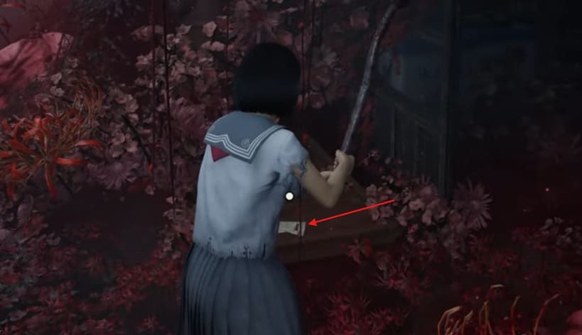 Bild, das zeigt, wie Hinako vor der Bank mit der Filmkritik steht, die benötigt wird, um das UFO Ende zu erreichen.