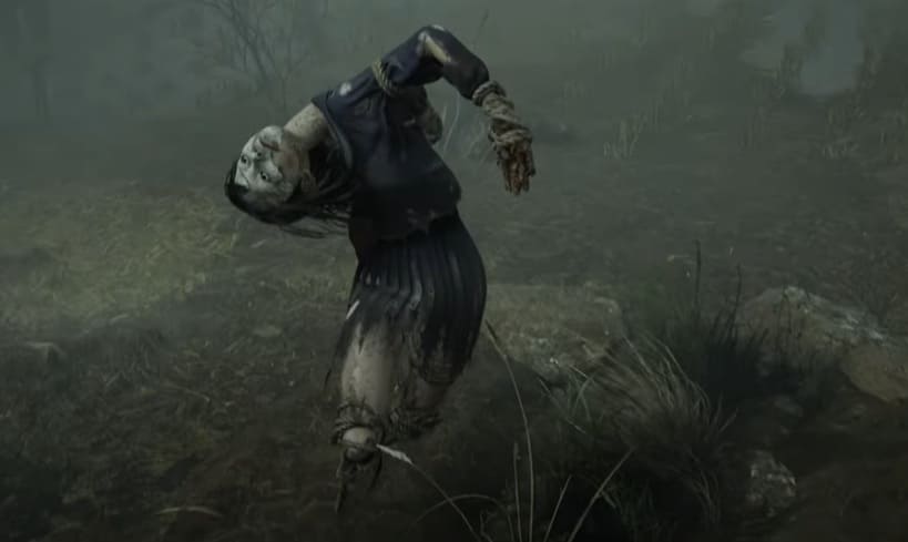 Die weibliche Vogelscheuche der 3. Gruppe auf dem Schwierigkeitsgrad "Verloren im Nebel"