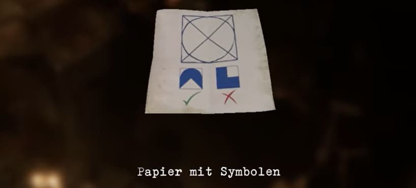 Das Papier mit Symbolen in Tormented Souls 2, das ihr benötigt, um das Stromkasten Rätsel lösen zu können.