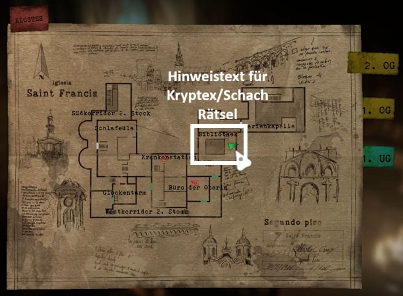 Hinweistext in der Bibliothek, wie sich Schachfiguren fortbewegen dürfen in Tormented Souls 2